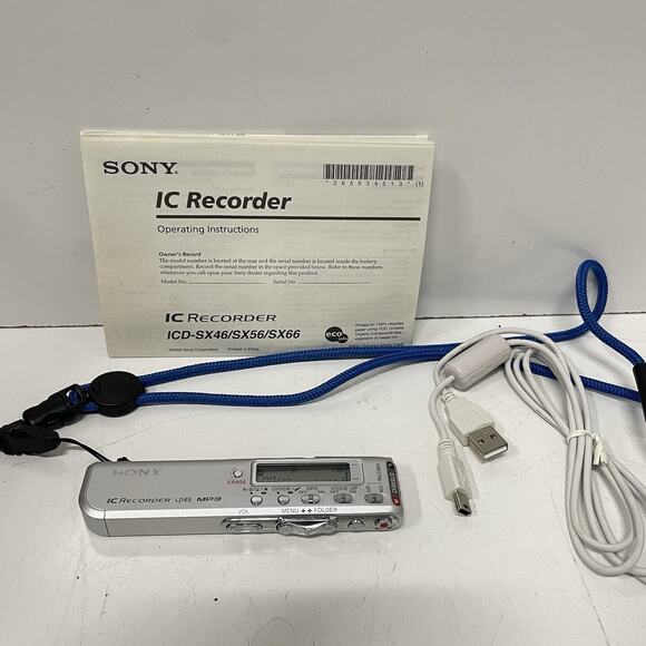 Sony Stereo Digital Voice Recorder IC Recorder ICD-SX46 MP3 - Tested Working - Picture 1 of 6